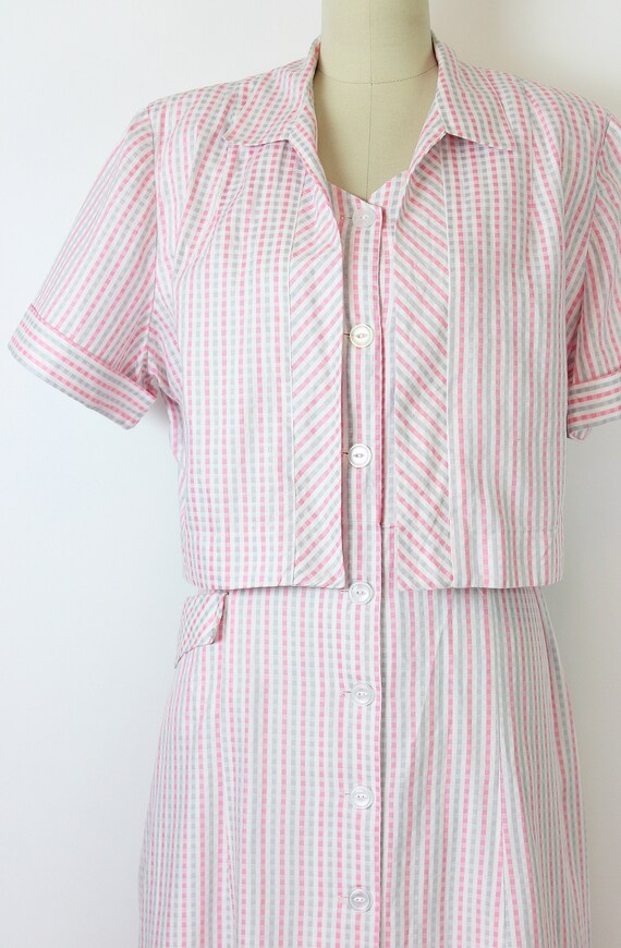 vintage 50s dress / 1950s gingham cotton dress se… - image 7