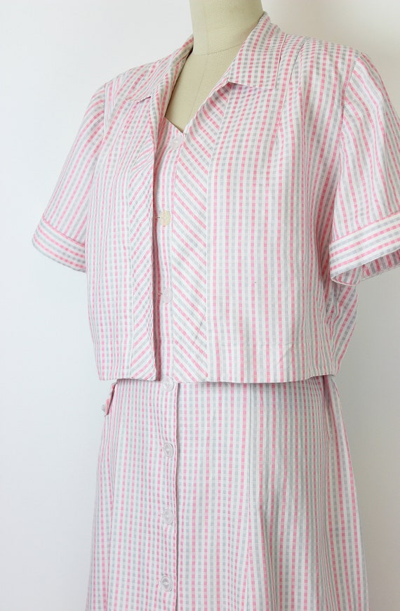 vintage 50s dress / 1950s gingham cotton dress se… - image 8