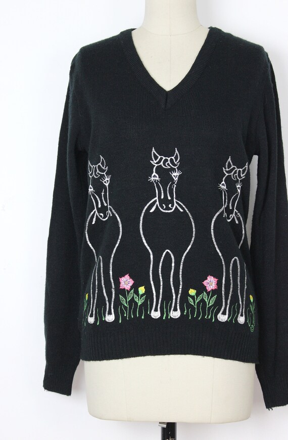 vintage 70s horse sweater / 1970s novelty sweater… - image 5