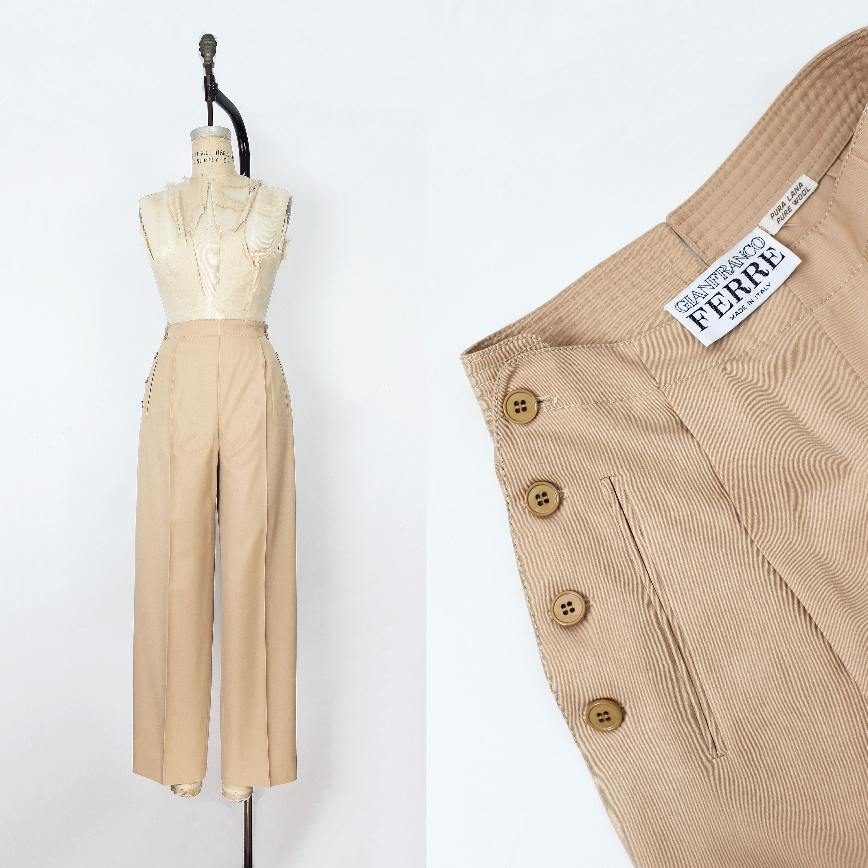 Vintage Camel Trousers / 1980s GIANFRANCO FERRE Trousers Vintage Camel Trousers / 1980s GIANFRANCO FERRE Trousers