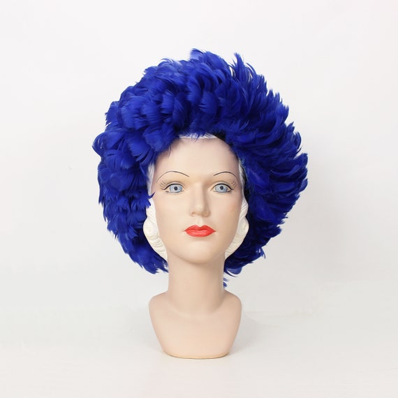 vintage feather wig hat / 1960s feather hat / big… - image 2