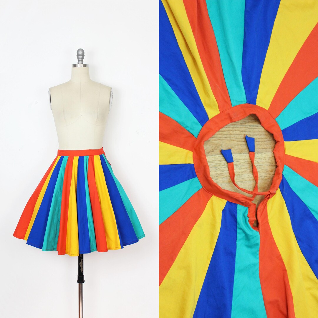 Vintage Striped Skirt / 1970s Striped Mini Skirt / Clown
