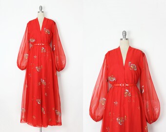 vintage 70s chiffon dress