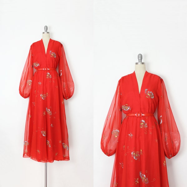 vintage 70s chiffon dress