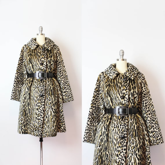 vintage 60s leopard print coat / 1960s faux fur le