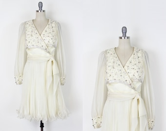 open lace back dress Cream Tailored Boucl And Chiffon Midi Dress  self-portrait-US