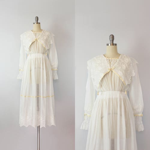 Antique White Cotton Dress / 1910s Lawn Dress / Edwardian - Etsy