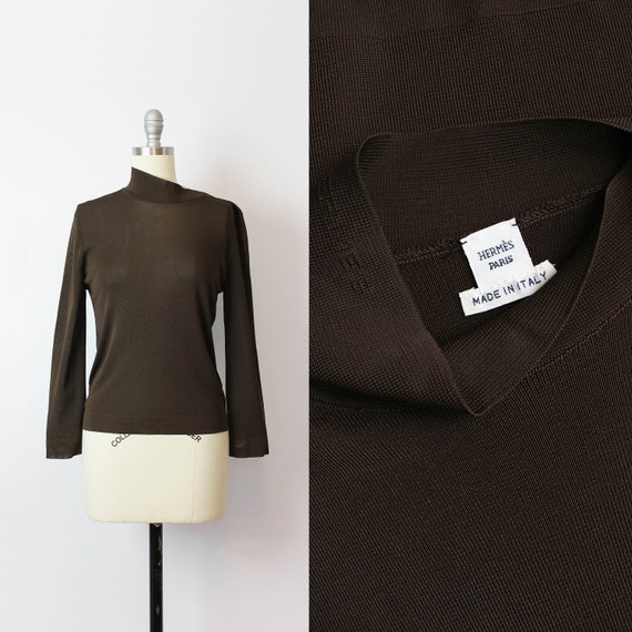 vintage 90s knit top / 1990s HERMES knit top / lig