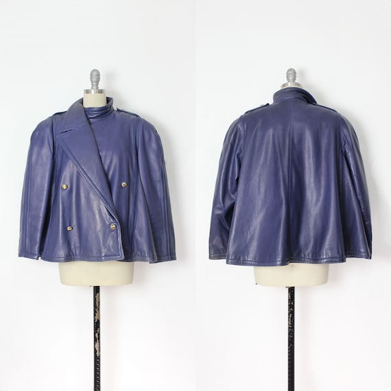Vintage GIANNI VERSACE Leather Coat / 1980s Purple Leather Coat ...