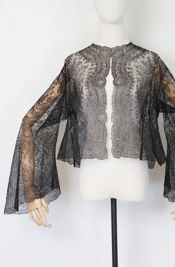 antique Victorian lace jacket / Chantilly lace ja… - image 4