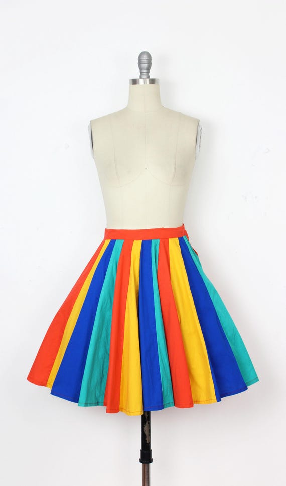 Vintage Striped Skirt / 1970s Striped Mini Skirt / Clown
