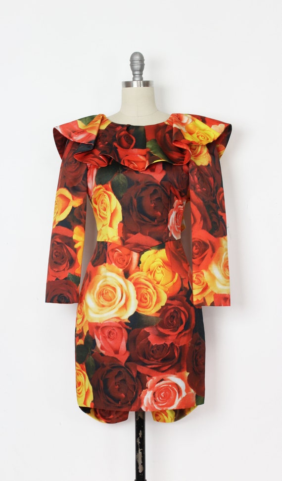 vintage MOSCHINO dress / 1980s floral party dress… - image 2