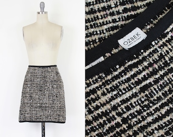 vintage 90s RIFAT OZBEK skirt / 1990s tweed skirt / tweed wool skirt / Italian tweed skirt / woven wool skirt / short tweed skirt