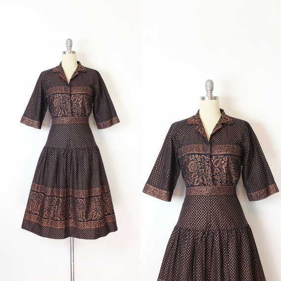 vintage 50s dress set / 1950s top skirt set / 1950