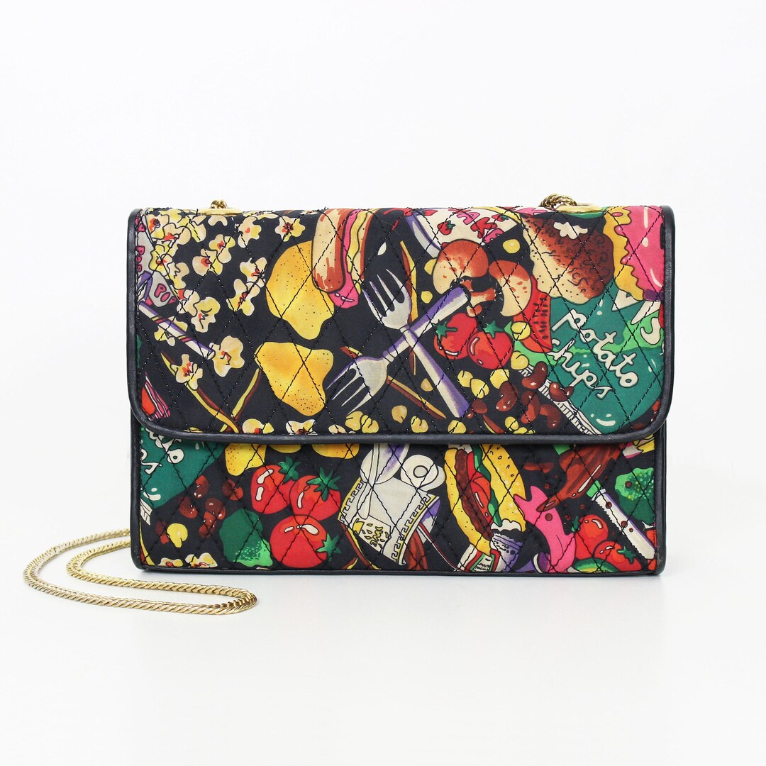 Vintage 90s NICOLE MILLER Bag 1990s Novelty Print Bag Junk