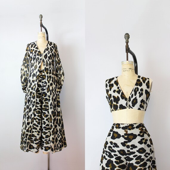 vintage 70s leopard print set / 1970s leopard prin
