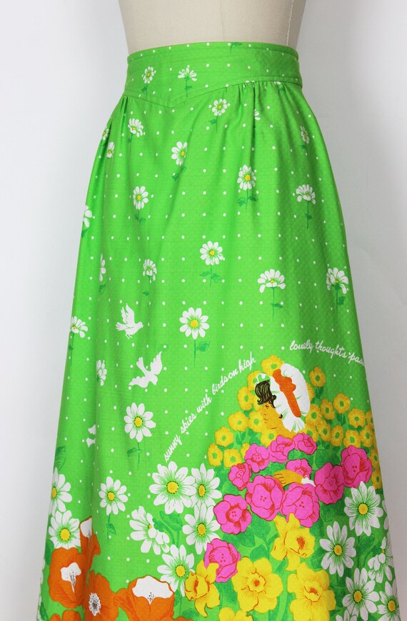 vintage 1970s MALIA skirt / 1970s print maxi skir… - image 7