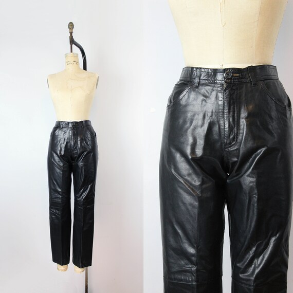 vintage leather pants / 1980s black leather pants