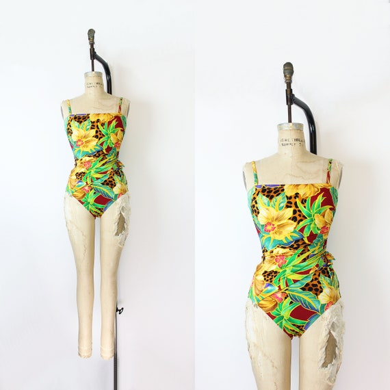 vintage 80s swimsuit / 1980s Oscar de la Renta swi