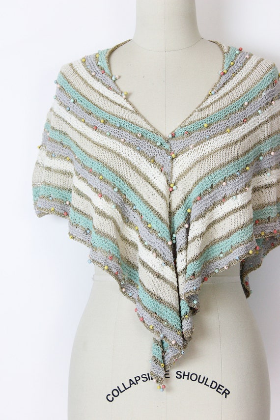 vintage 70s crochet wrap / 1970s shawl wrap / str… - image 5