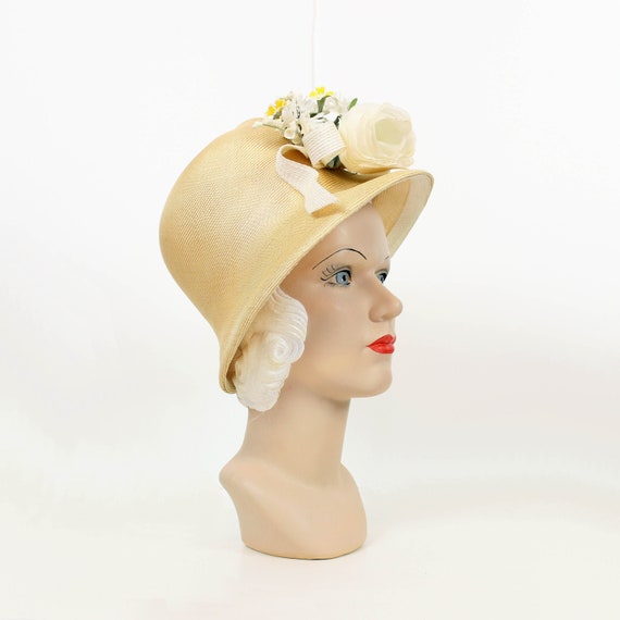 vintage 60s hat / 1960s FRANK OLIVE hat / floral s