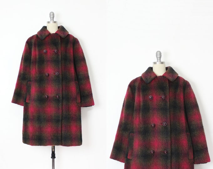 Vintage Plaid Mohair Coat / 1960s Mohair Coat / Ombre Mohair Coat