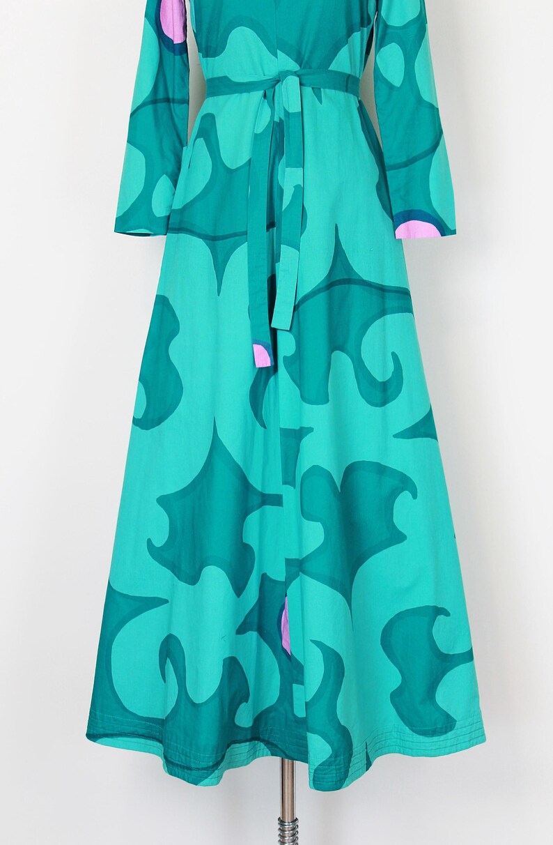 Vintage 60-tals MARIMEKKO-klänning / 1960-tals op art-klänning / Annika Rimala Finland-klänning / grafisk maxiklänning / A-linjeklänning i bomull / designerklänning från 60-talet bild 7