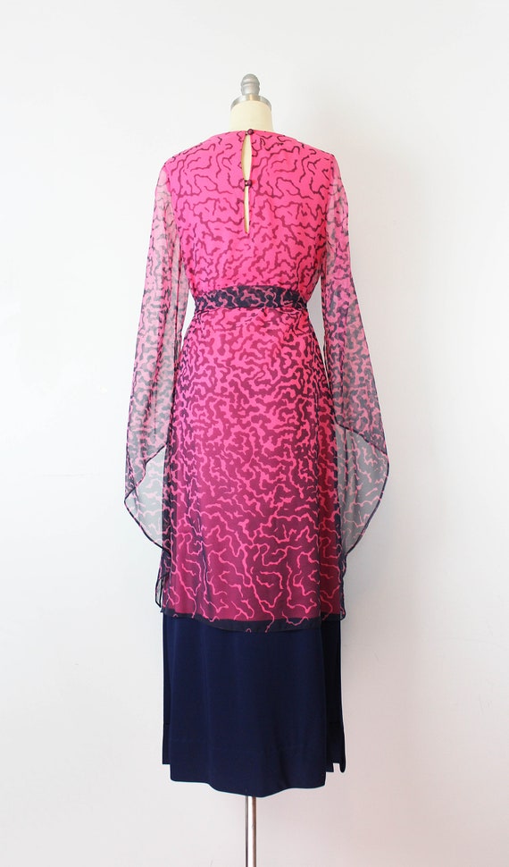 vintage 70s dress / 1970s chiffon dress / draped … - image 4