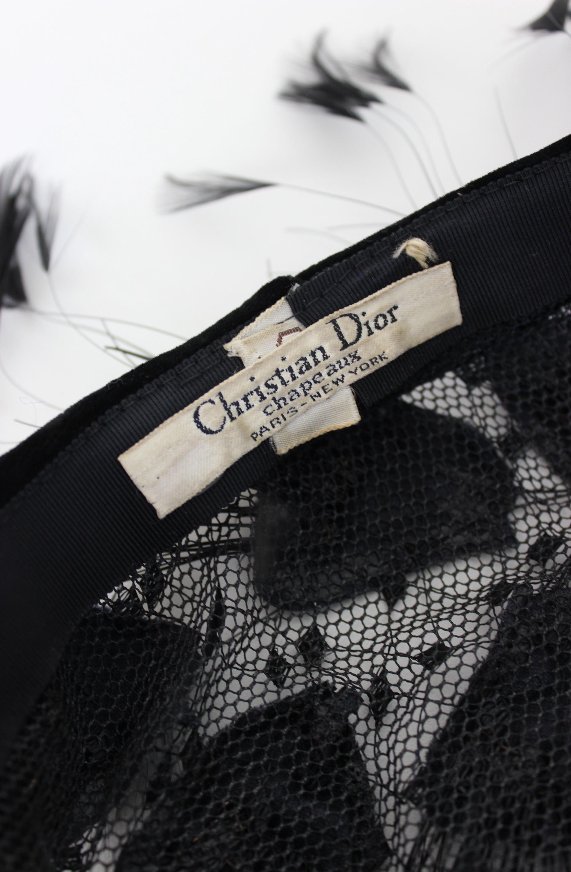 Vintage 60s DIOR Hat / 1960s Christian Dior Hat / Black 