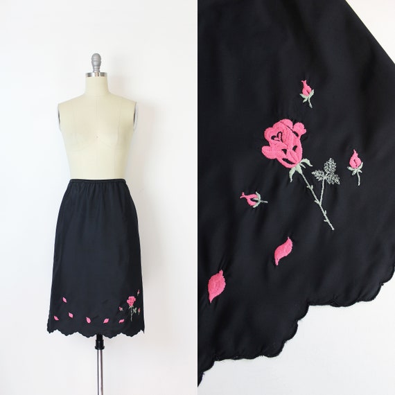 vintage 50s slip / 1950s novelty slip skirt / SARA