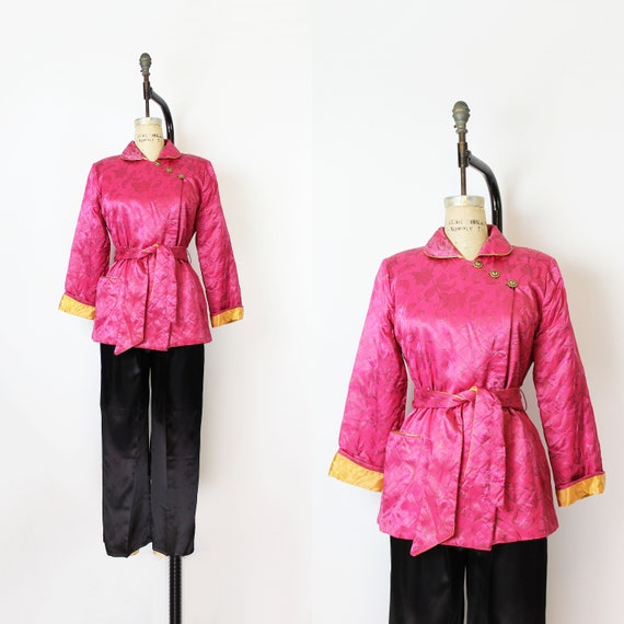 vintage 40s pajama set / 1940s lounge wear set / p