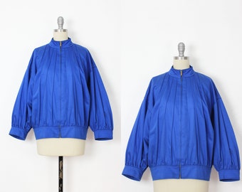 vintage Yves Saint Laurent jacket / 1980s YSL jacket / pintuck jacket / twill spring jacket / vintage bomber jacket / designer jacket