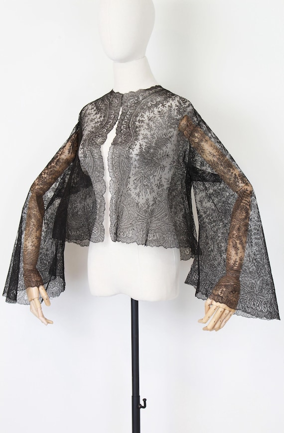antique Victorian lace jacket / Chantilly lace ja… - image 6