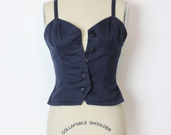 1977 Yves Saint Laurent Khaki Cotton Bustier — Wayward