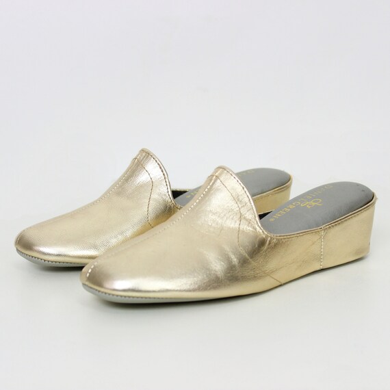 vintage gold slippers / 1980s DANIEL GREEN slippe… - image 2