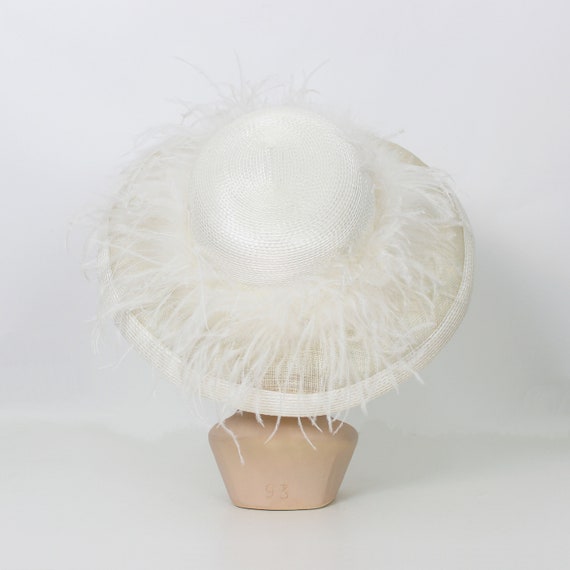 vintage feather straw hat / 1980s PERRY ELLIS hat… - image 5