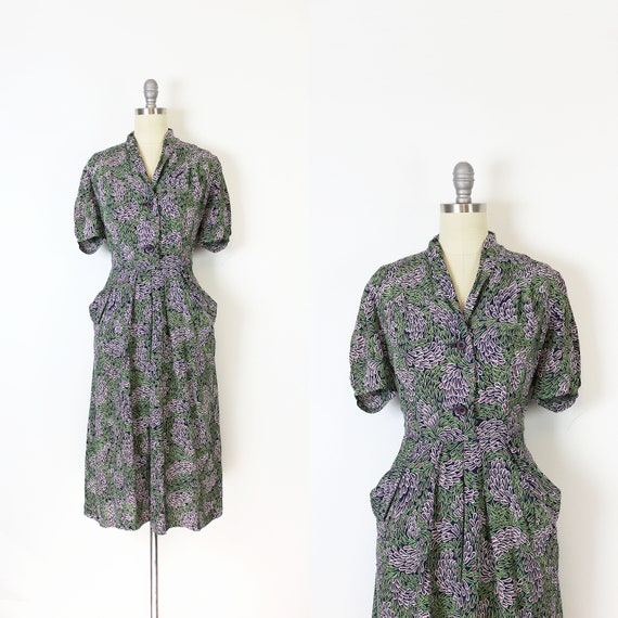 vintage 40s dress / 1940s novelty print dress / 19