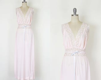 vintage 40s slip dress / 1940s lace slip / eyelet slip dress / 1940s lingerie / pink slip / bias cut slip dress / pink nightgown