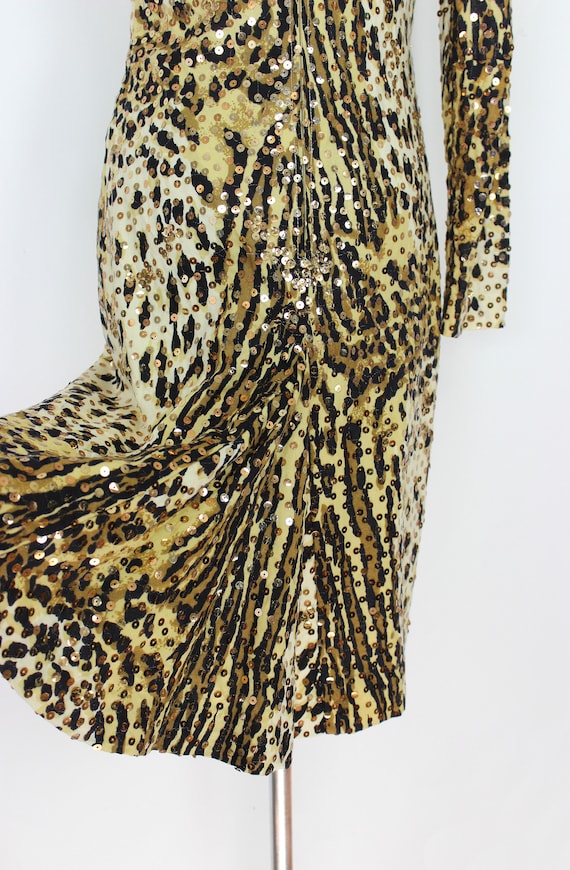 vintage leopard print dress / 1970s sequined leop… - image 8