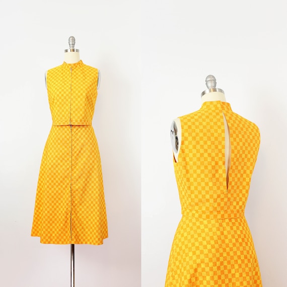 vintage 1960s MARIMEKKO vest skirt set / 1960s mod