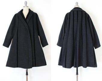 Abrigo vintage LILLI ANN de los años 50 / abrigo de mohair de los años 50 / abrigo de terciopelo de lana / abrigo clásico de los años 50 / abrigo de invierno de los años 50 / abrigo de lana mohair negro