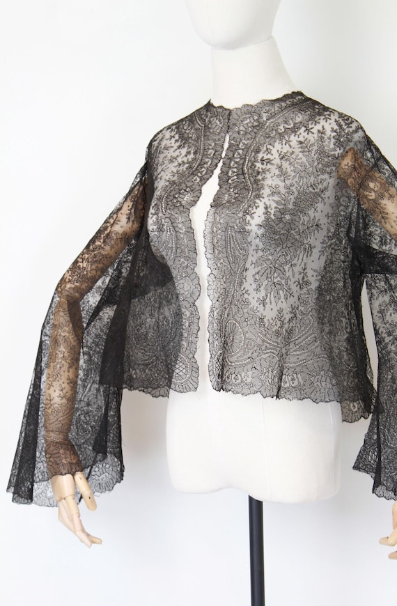 antique Victorian lace jacket / Chantilly lace ja… - image 7