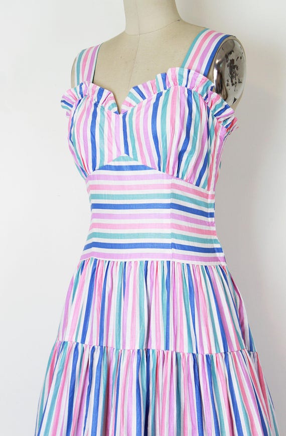 vintage 40s striped cotton dress / candy striped … - image 6