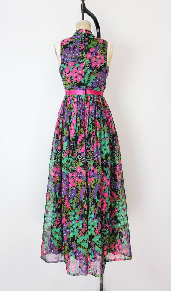 vintage 60s jumpsuit / 1960s floral chiffon jumps… - image 4