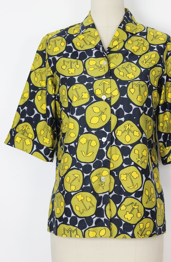vintage 60s mod shirt / 1960s mod floral blouse /… - image 5