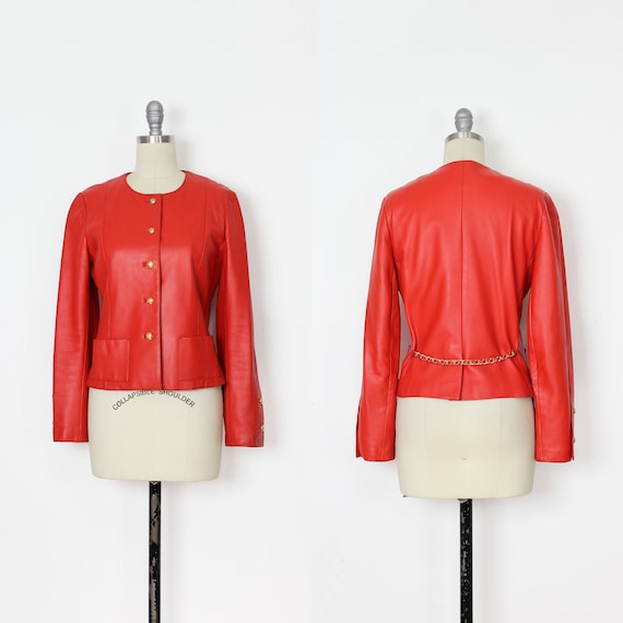 80s red leather jacket - Gem