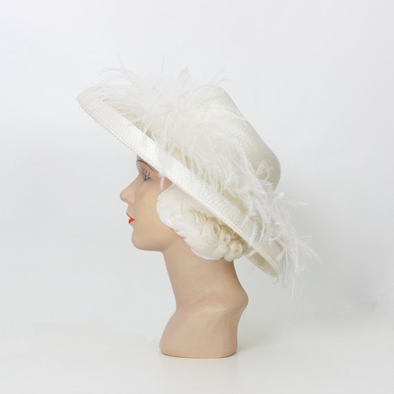 vintage feather straw hat / 1980s PERRY ELLIS hat… - image 4