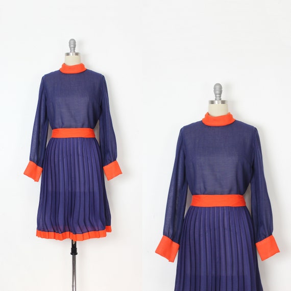 vintage 60s dress / 1960s mod color block dress /… - image 1