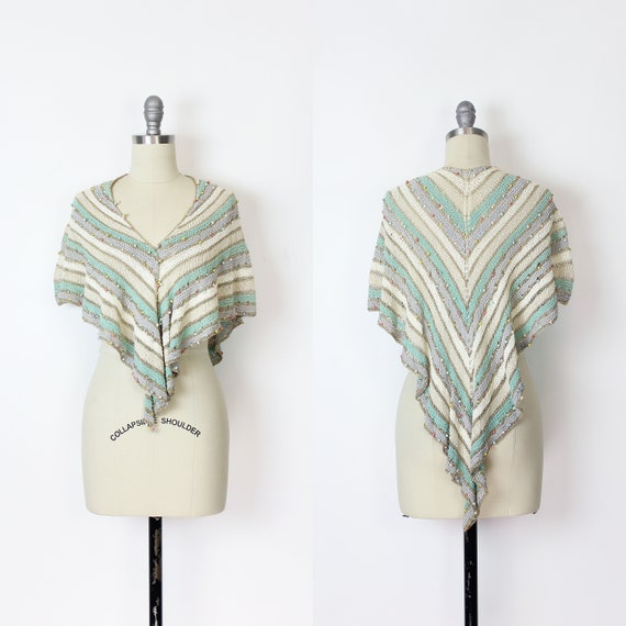 vintage 70s crochet wrap / 1970s shawl wrap / str… - image 1