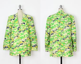 vintage 70s LILLY PULITZER sports coat / Lilly Pulitzer menswear / preppy blazer jacket / sandpiper print / bird print jacket coat